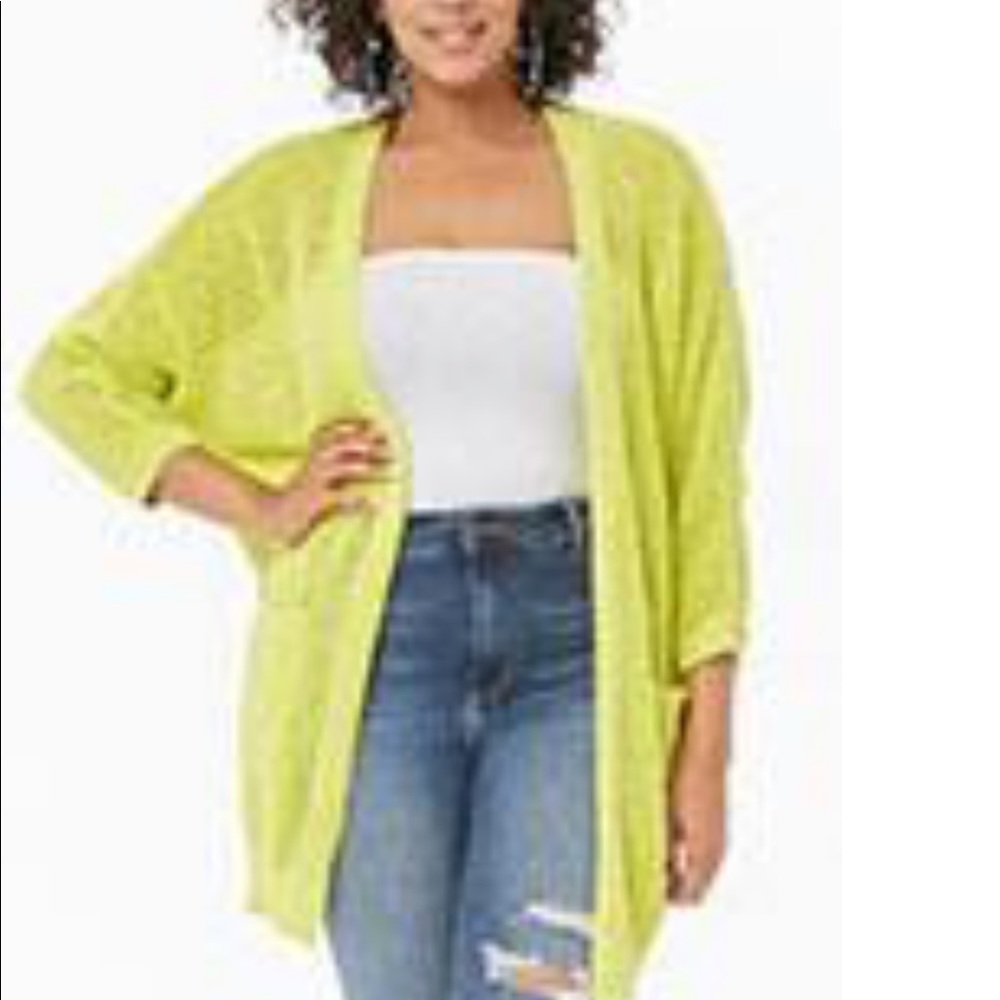 Open know bright yellow cardigan